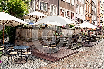 Street cafe in old town of Gdansk