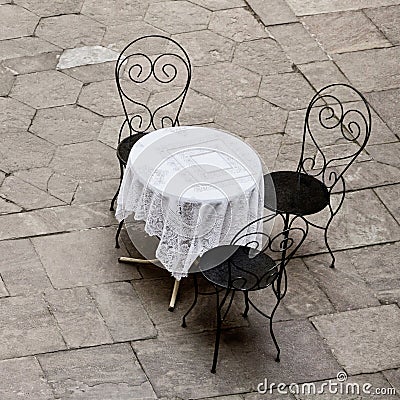 Street cafe round table