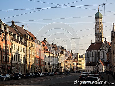 Street of historical houses in city Augsburg