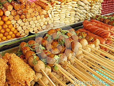 Street market snacks thai food market bangkok