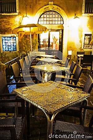 Street restaurant in Venice at night