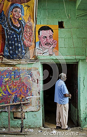 Street scene with artist shop in cairo egypt