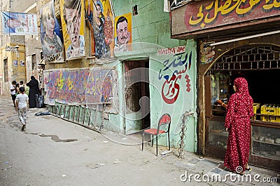 Street scene with artist shop in cairo egypt