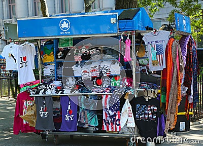 Street souvenirs vendor cart in Manhattan