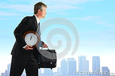 Stressed business man searching for more time