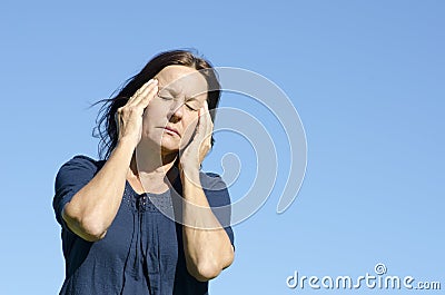 Stressed mature woman menopause