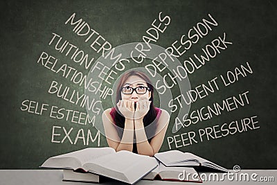 Stressed student with many problems