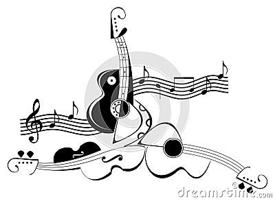 String musical instruments - violin and guitar