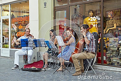 String quartet playing on the street