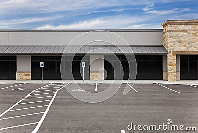 Strip Mall - Blank Signs and Parking Lot