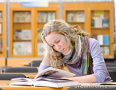 Student reads the book