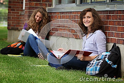 Student studying outside