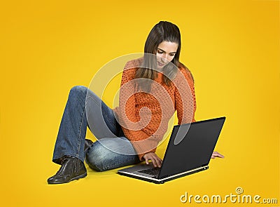 Student woman with a laptop