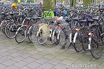 Students bikes in centre of Utrecht, Holland