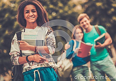 Students in a city park