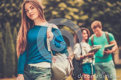 Students in a city park