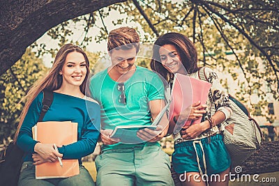 Students in a city park