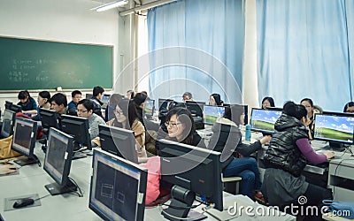 Students in the computer class