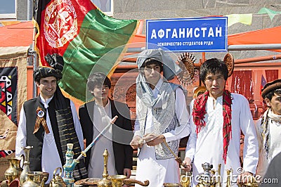 Students demonstrate Afghan National Costumes