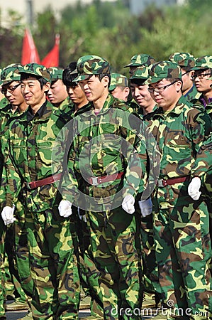 Students doing military training