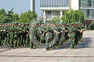 Students doing military training