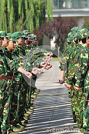 Students doing military training