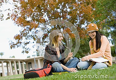 Students Studying On College Campus