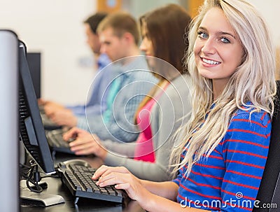 Students using computers in the computer room