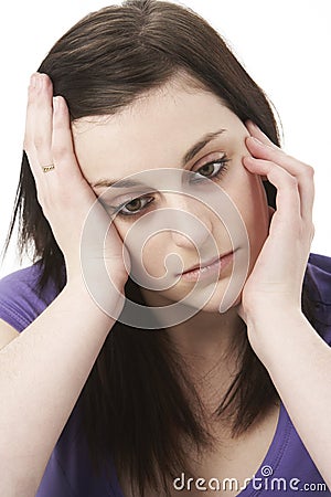 Studio Portrait Of Depressed Woman