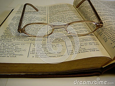 Study Bible Eye Glasses on Top