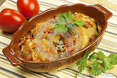 Stuffed cabbage in ceramic ware