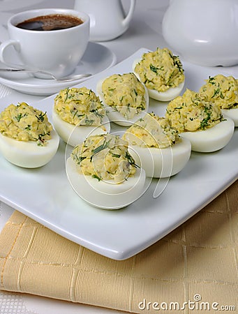 Stuffed eggs with herbs