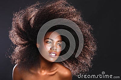 Stunning Portrait of an African American Black Woman With Big Ha