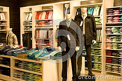 Stylish man clothing in store