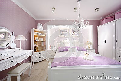 Stylish pink bedroom for woman