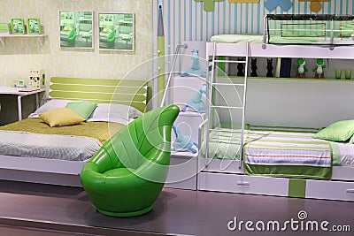 Stylish white-green children room