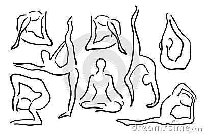 Yoga Sketch Poses yoga Pose drawing Yoga Stylized poses  Drawing