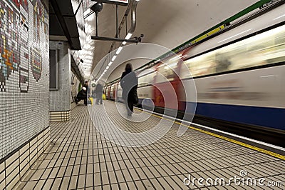 Subway train in motion