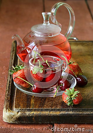 Summer fruit tea with a variety of berries