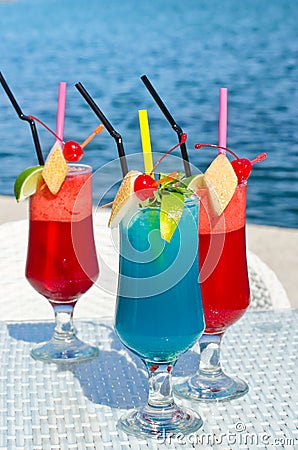 Summer red and blue fruit cocktail.