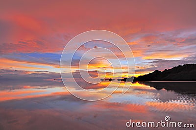 Sun set Uyuni salt flat