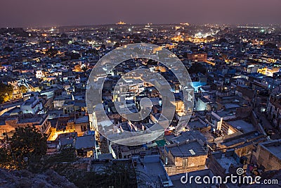 Sundown over Jodhpur city in Rajasthan state in India.