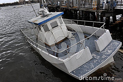 Sunk boat in the Sheepsheadbay channel