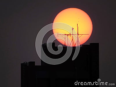 Sunset and antenna