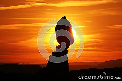 Sunset at Balanced Rock in Arches N.P. near Moab,