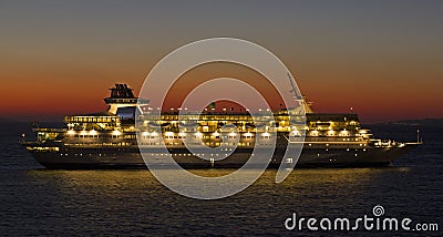 Sunset cruise ship