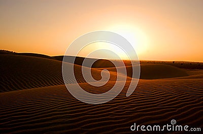 Sunset in desert in Thar Desert Rajasthan