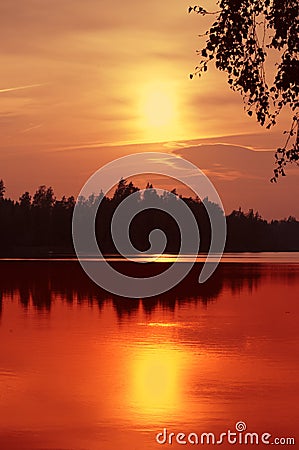 Sunset over a Lake in Sweden