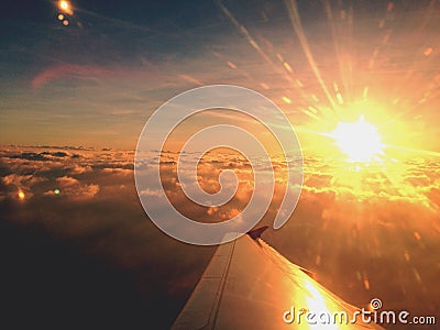 Sunset on plane