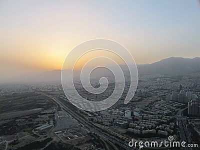 Sunset and pollution in Teheran